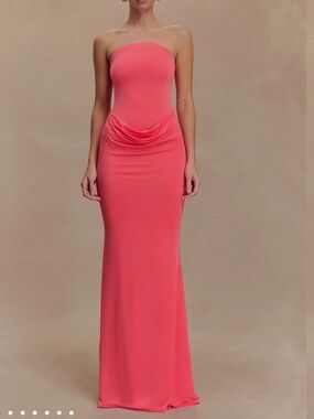 Meshki Strapless Coral Pink Maxi Dress
